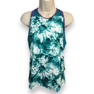 Prince Women’s Piped Mesh Fashion Top Blue Grass Tie Dye Size Medium